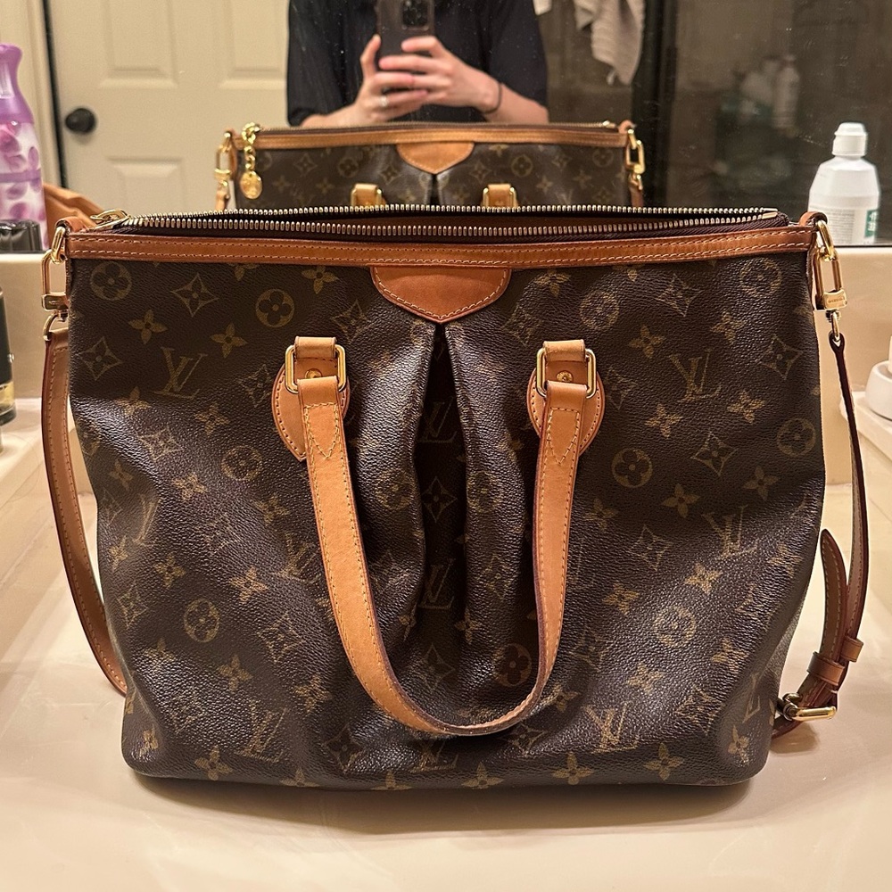 Louis Vuitton Palermo Pm Brown Tan Shoulder Tote Monogram